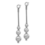 Sterling Silver Dangle Earrings with Graduated Brushed Beads and Mesh Chain