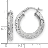 Sterling Silver Hoop Earrings, Diamond Cut Textured with Polished Faceted Finish, Italian Made