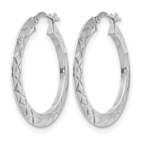 Sterling Silver Hoop Earrings, Diamond-Cut Polished Finish with Geometric Design