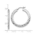 Sterling Silver Hoop Earrings, Diamond-Cut Polished Finish with Geometric Design