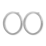 Sterling Silver Open Circle Stud Earrings, Brushed Matte Finish, Minimalist Geometric Design