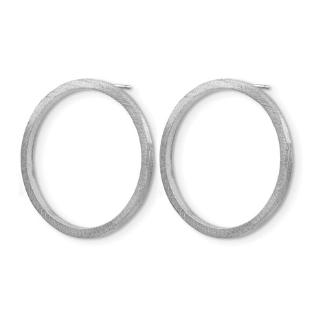 Sterling Silver Open Circle Stud Earrings, Brushed Matte Finish, Minimalist Geometric Design