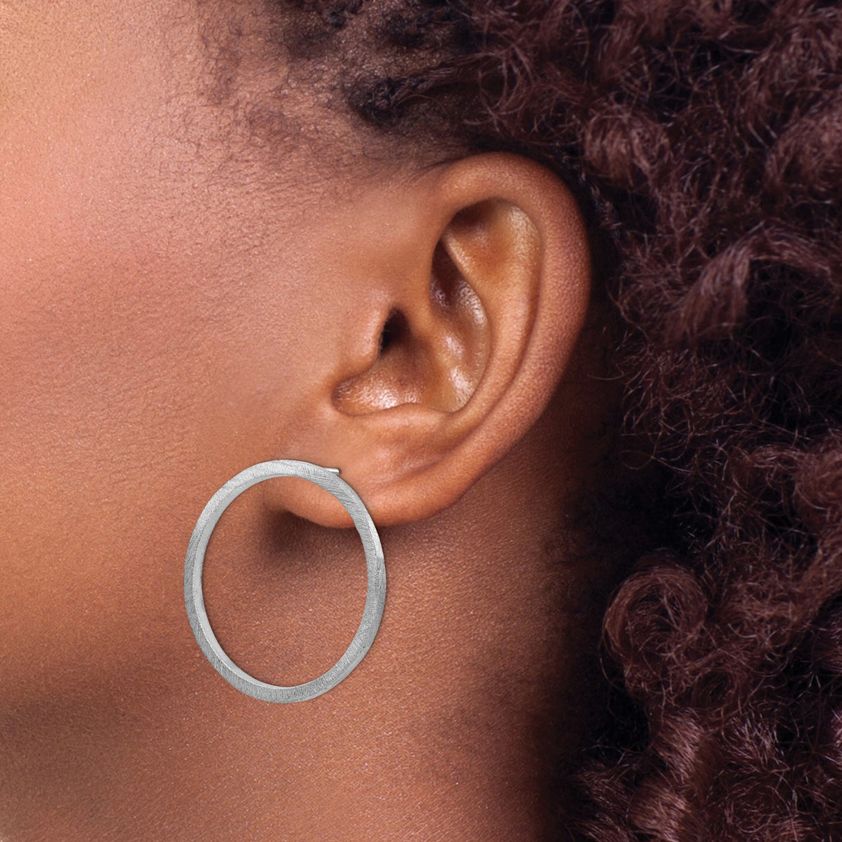 Sterling Silver Open Circle Stud Earrings, Brushed Matte Finish, Minimalist Geometric Design