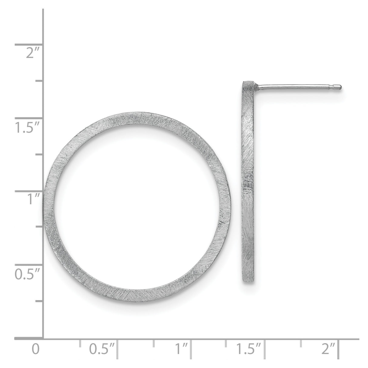 Sterling Silver Open Circle Stud Earrings, Brushed Matte Finish, Minimalist Geometric Design