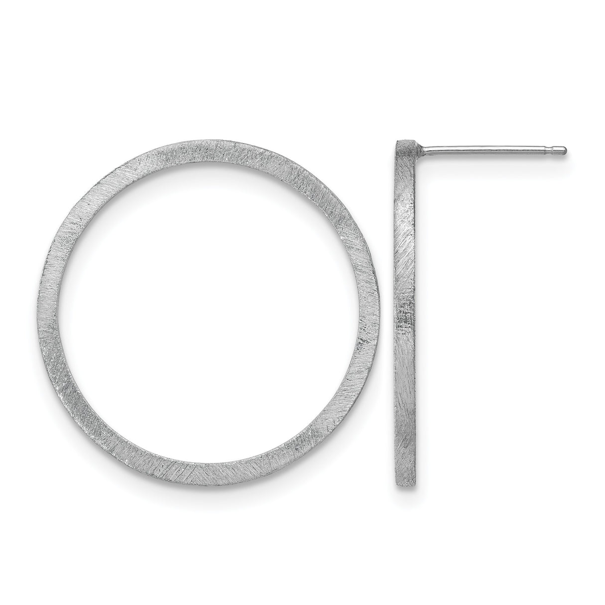 Sterling Silver Open Circle Stud Earrings, Brushed Matte Finish, Minimalist Geometric Design