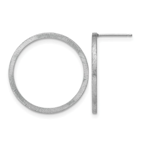 Sterling Silver Open Circle Stud Earrings, Brushed Matte Finish, Minimalist Geometric Design