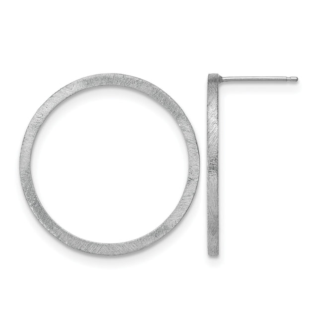 Sterling Silver Open Circle Stud Earrings, Brushed Matte Finish, Minimalist Geometric Design