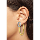 Sterling Silver Drop Earrings with Interlocking Loop Design, Two Tone Oval Dangle for Women