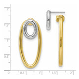 Sterling Silver Drop Earrings with Interlocking Loop Design, Two Tone Oval Dangle for Women