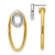 Sterling Silver Drop Earrings with Interlocking Loop Design, Two Tone Oval Dangle for Women