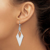 Sterling Silver Dangle Earrings with Crystal, Geometric Cutout and Pave Accents, Modern Drop Design