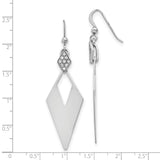 Sterling Silver Dangle Earrings with Crystal, Geometric Cutout and Pave Accents, Modern Drop Design