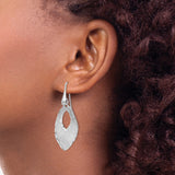 Sterling Silver Dangle Earrings, Marquise Shape with Textured Diamond Cut Leaf Design