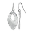 Sterling Silver Dangle Earrings, Marquise Shape with Textured Diamond Cut Leaf Design
