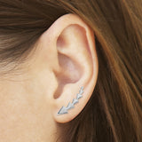 Sterling Silver Arrow Ear Climber Earrings, Geometric Modern Minimalist Design for Women