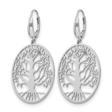 Sterling Silver Tree of Life Dangle Earrings, Cutout Leverback Design, Nature Boho Style
