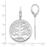 Sterling Silver Tree of Life Dangle Earrings, Cutout Leverback Design, Nature Boho Style