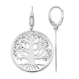 Sterling Silver Tree of Life Dangle Earrings, Cutout Leverback Design, Nature Boho Style