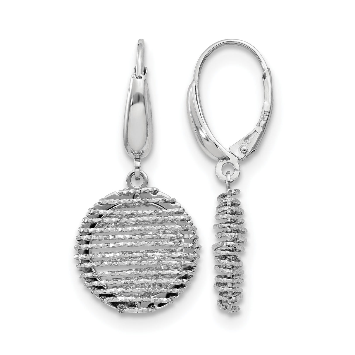 Sterling Silver Drop Earrings, Laser Cut Abstract Spiral and Circle Dangles, Lightweight Leverback Design