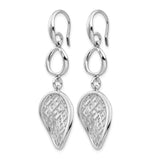 Sterling Silver Dangle Earrings with Teardrop and Circle Shapes, Openwork Lattice Design