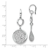 Sterling Silver Dangle Earrings with Teardrop and Circle Shapes, Openwork Lattice Design