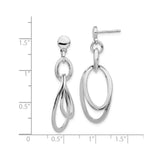 Sterling Silver Dangle Earrings with Interlocking Oval Loops, Polished Finish, Modern Minimalist Style