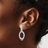 Sterling Silver Drop Earrings with Cubic Zirconia, Textured Circle and Bar Design, Modern Statement Style