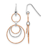 Sterling Silver Dangle Earrings with Interlocking Hoops, Rose Plated Accents, Modern Layered Design
