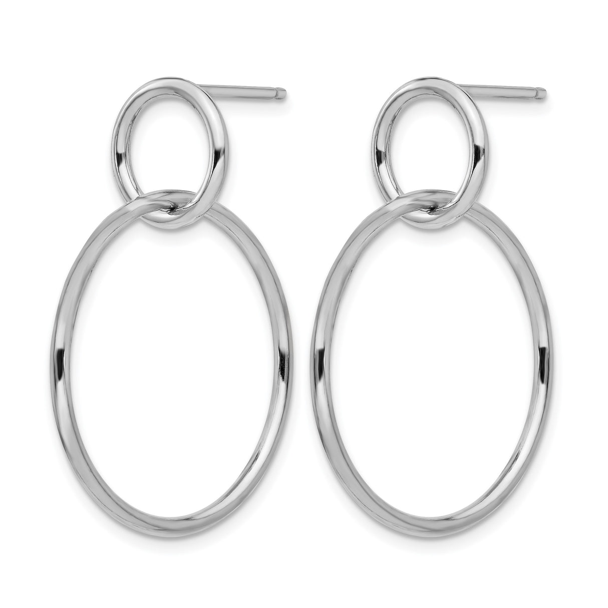 Sterling Silver Double Circle Hoop Earrings with Interlocking Open Hoops, Minimalist Design