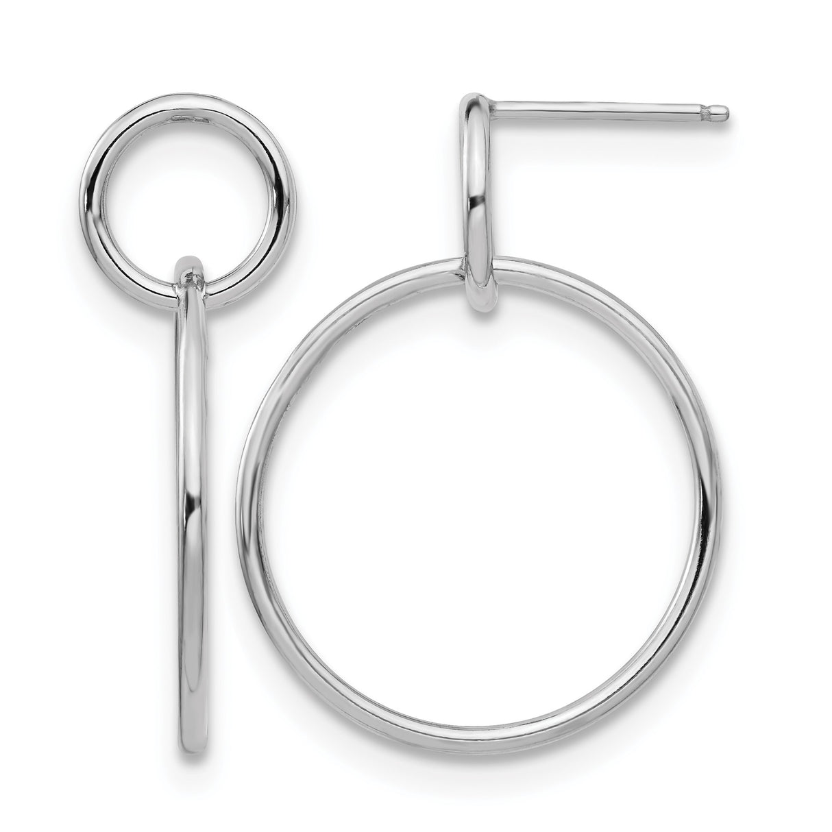 Sterling Silver Double Circle Hoop Earrings with Interlocking Open Hoops, Minimalist Design