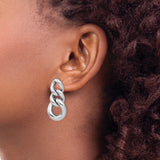 Sterling Silver Dangle Earrings with Interlocking Oval Links, Lightweight Modern Drop Design