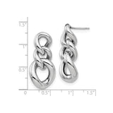 Sterling Silver Dangle Earrings with Interlocking Oval Links, Lightweight Modern Drop Design