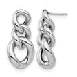 Sterling Silver Dangle Earrings with Interlocking Oval Links, Lightweight Modern Drop Design