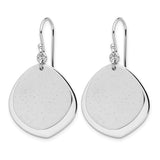Sterling Silver Dangle Earrings with Asymmetrical Open Form and Textured Center