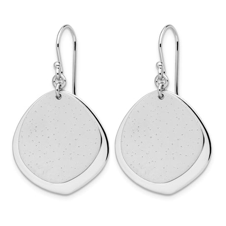 Sterling Silver Dangle Earrings with Asymmetrical Open Form and Textured Center