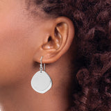 Sterling Silver Dangle Earrings with Asymmetrical Open Form and Textured Center