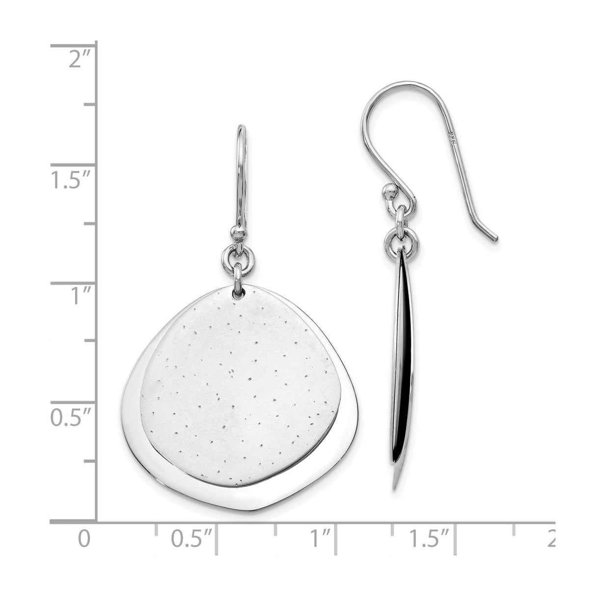 Sterling Silver Dangle Earrings with Asymmetrical Open Form and Textured Center