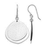 Sterling Silver Dangle Earrings with Asymmetrical Open Form and Textured Center