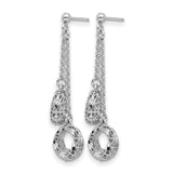 Sterling Silver Dangle Earrings with Triple Open Circle Drop and Diamond Cut Texture