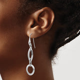 Sterling Silver Dangle Earrings with Open Marquise and Circle Link Design
