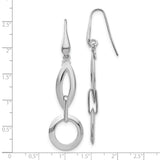 Sterling Silver Dangle Earrings with Open Marquise and Circle Link Design
