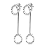 Sterling Silver Drop Earrings with Open Circle and Bar Design, Modern Geometric Style