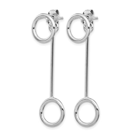 Sterling Silver Drop Earrings with Open Circle and Bar Design, Modern Geometric Style