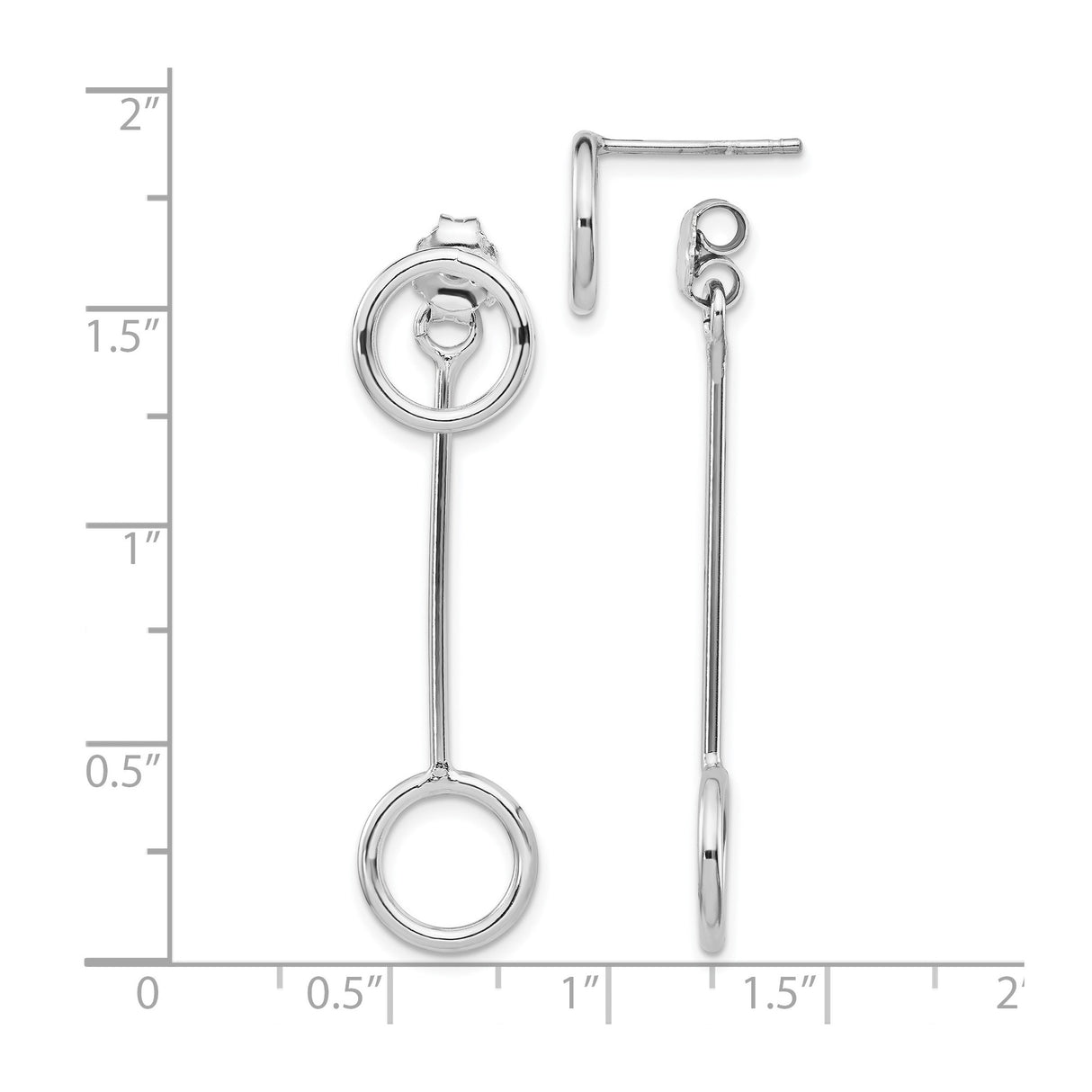 Sterling Silver Drop Earrings with Open Circle and Bar Design, Modern Geometric Style