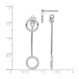 Sterling Silver Drop Earrings with Open Circle and Bar Design, Modern Geometric Style