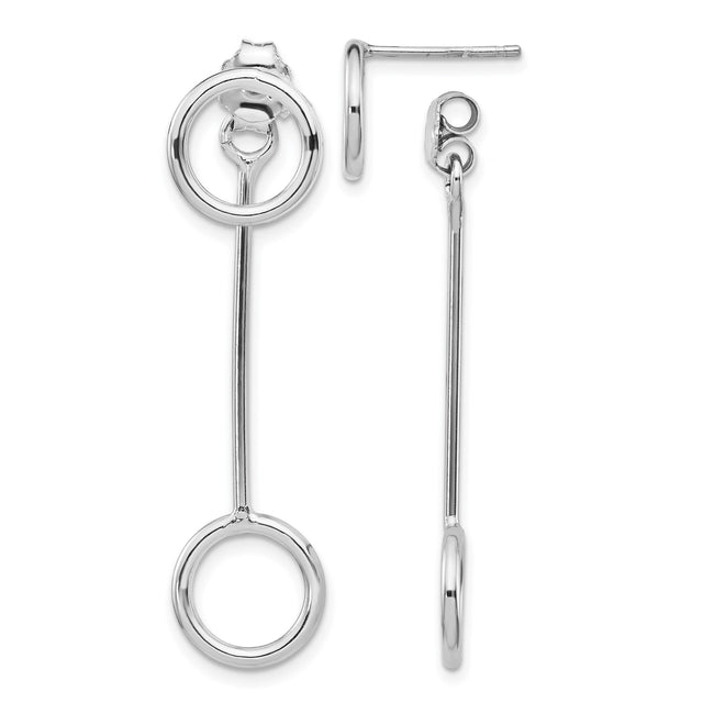 Sterling Silver Drop Earrings with Open Circle and Bar Design, Modern Geometric Style