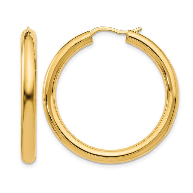 Sterling Silver Hoop Earrings, Classic Round Design with High Polish Finish for Women