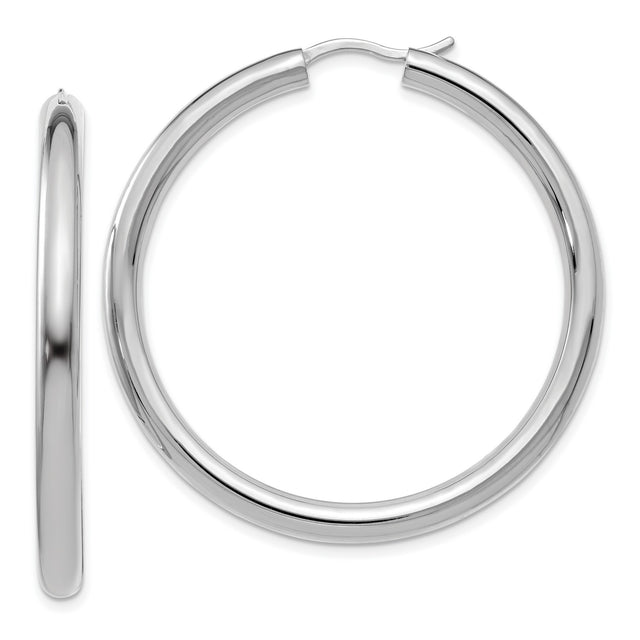 Sterling Silver Hoop Earrings, Classic Round Tube Design, Lightweight Polished Style for Women