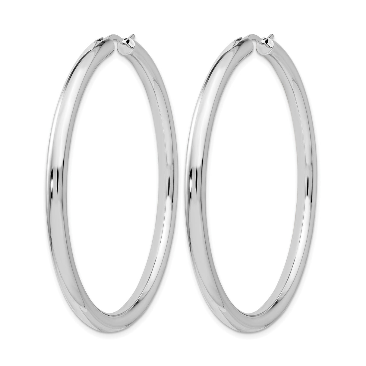 Sterling Silver Hoop Earrings, Classic Round Tube Design with Polished Finish for Women