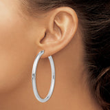 Sterling Silver Hoop Earrings, Classic Round Tube Design with Polished Finish for Women